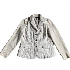 Women's Talbots, Oatmeal Quilt Merino Wool Blazer Jacket size 8